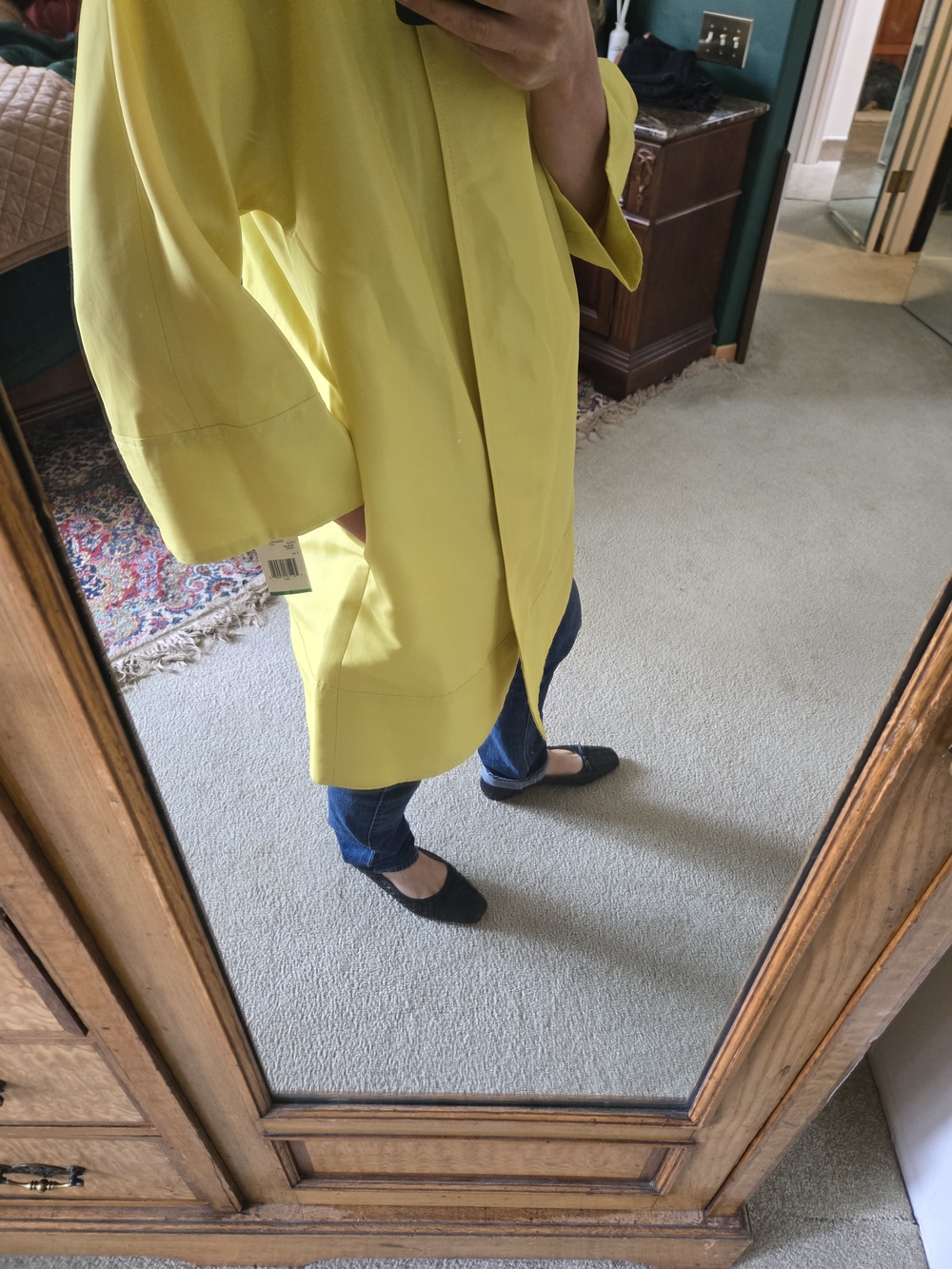Nine West Bright Yellow Draped Trench Coat - Picture 8 of 9